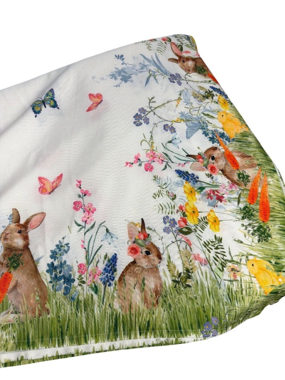 Nicole Miller Home Spring Bunny Meadow Cotton Tablecloth Rectangle 120" x 70"